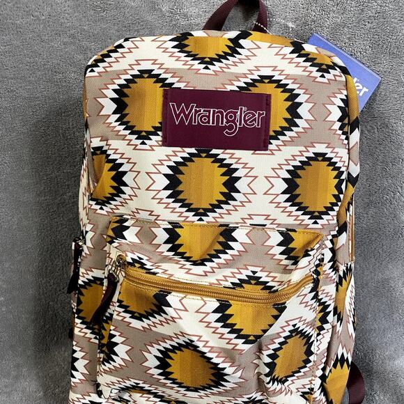 Wrangler Aztec Print Tan Yellow Backpack NWT Back to School Boho - Picture 4 of 8